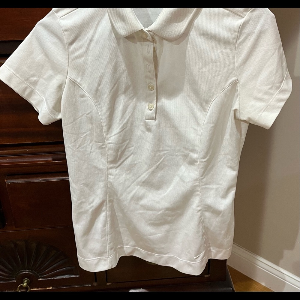 Nike Drifit White Short Sleeve Golf Shirt Button Front Small worn once